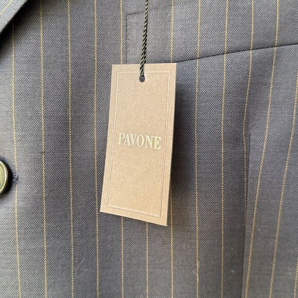 Pavone Charcoal Pinstripe Worsted Wool Suit - Jacket (41R) & Pants (35W/32L)-NWT - Picture 4 of 11